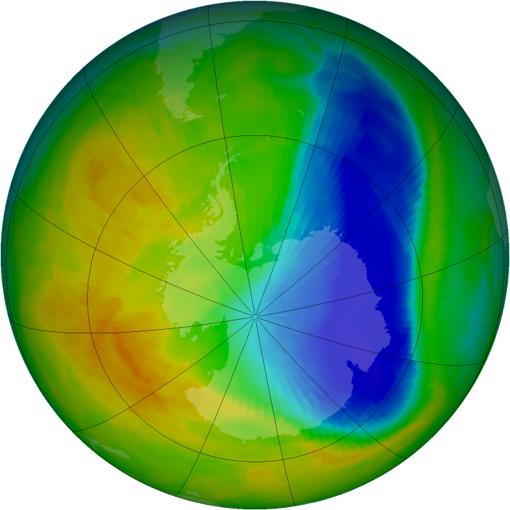 Antarctic ozone map for 03 November 2000